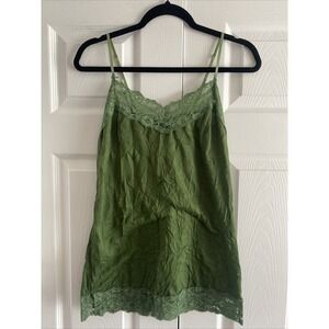 Top 10 Lace Trim Camisole Womens Size L Green Boho Crinkle Tank Top